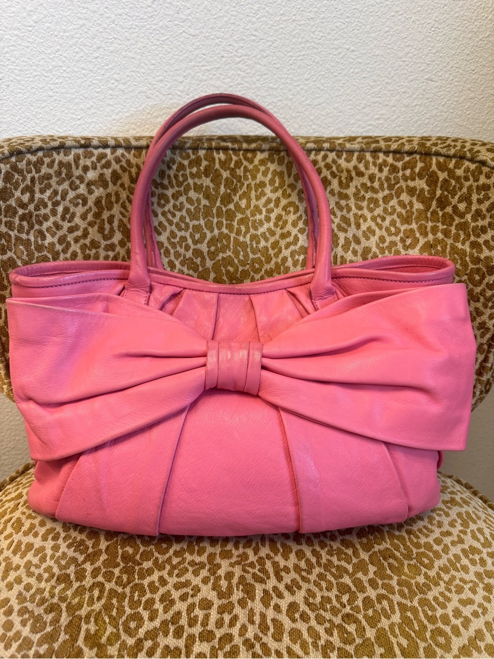 💯Authentic RED Valentino Pink Leather Bow Tote